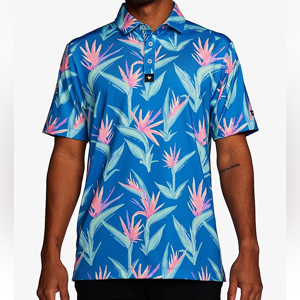 BAD BIRDIE Shirt Short Sleeve Golf Polo Shirt Size M • RETIRED • RARE PRINT